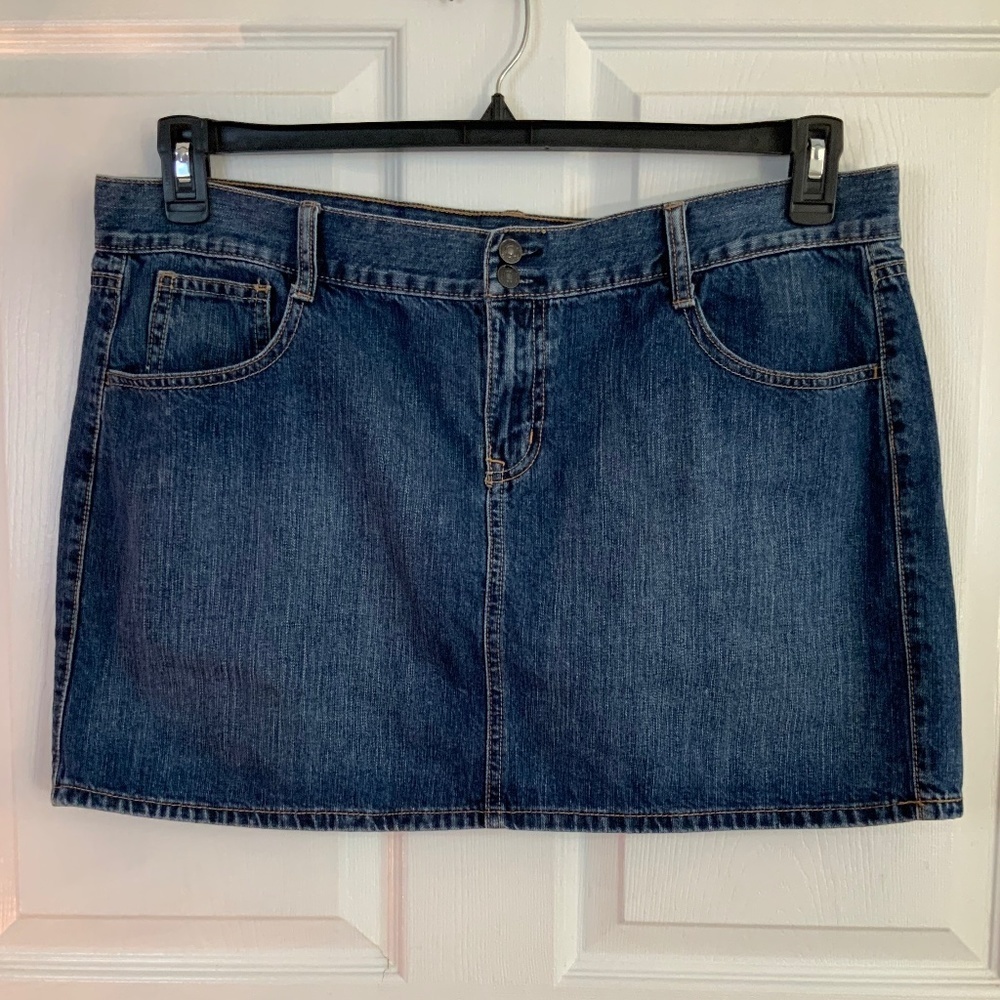 Old Navy Blue Denim Boho Streetwear Jean Mini Skirt Size 16